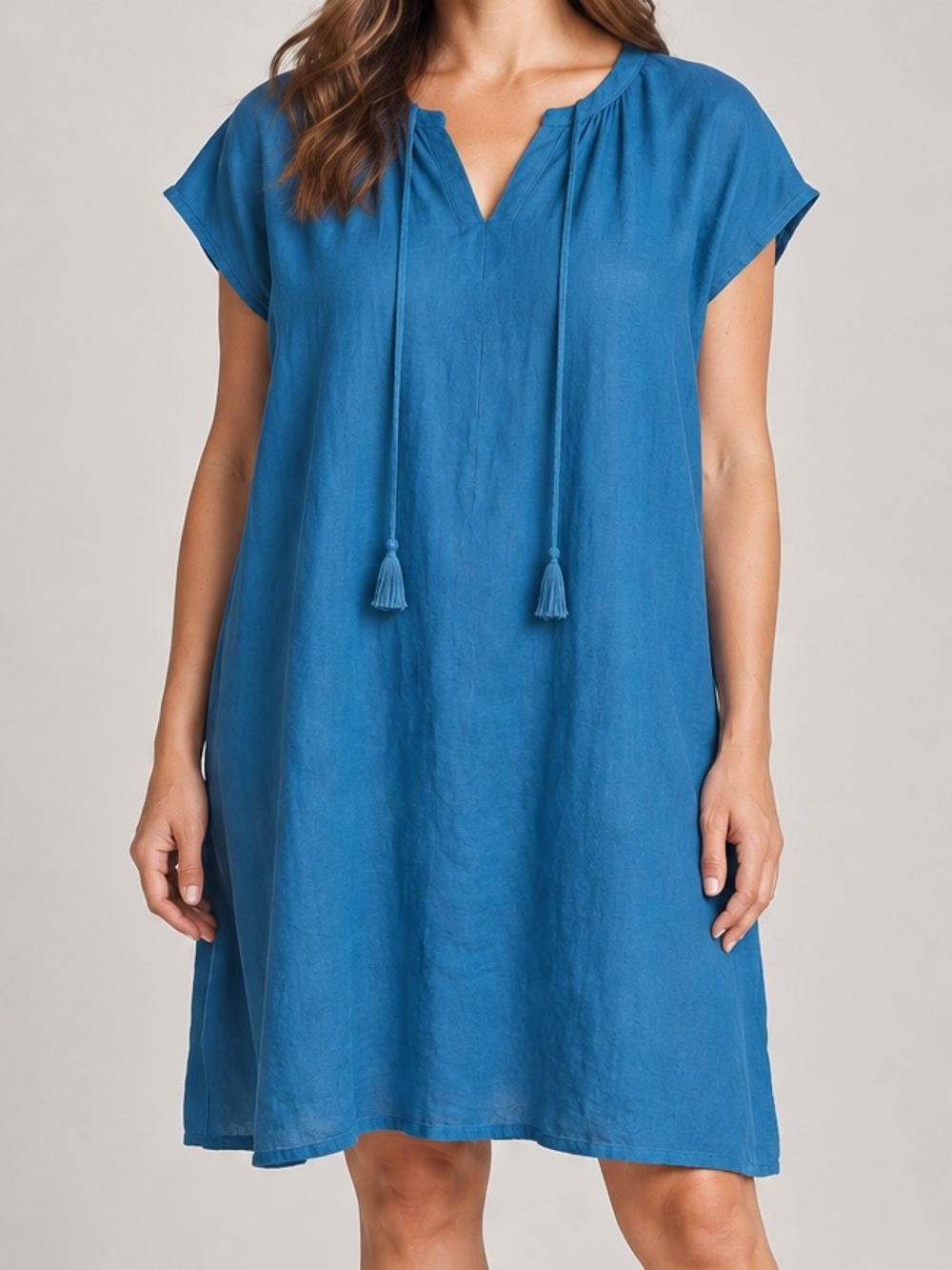 Pomegranate Cap Sleeve Linen Tunic Dress Sz. XL